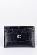 Tarjetero Coach Negro con Acabado Croco