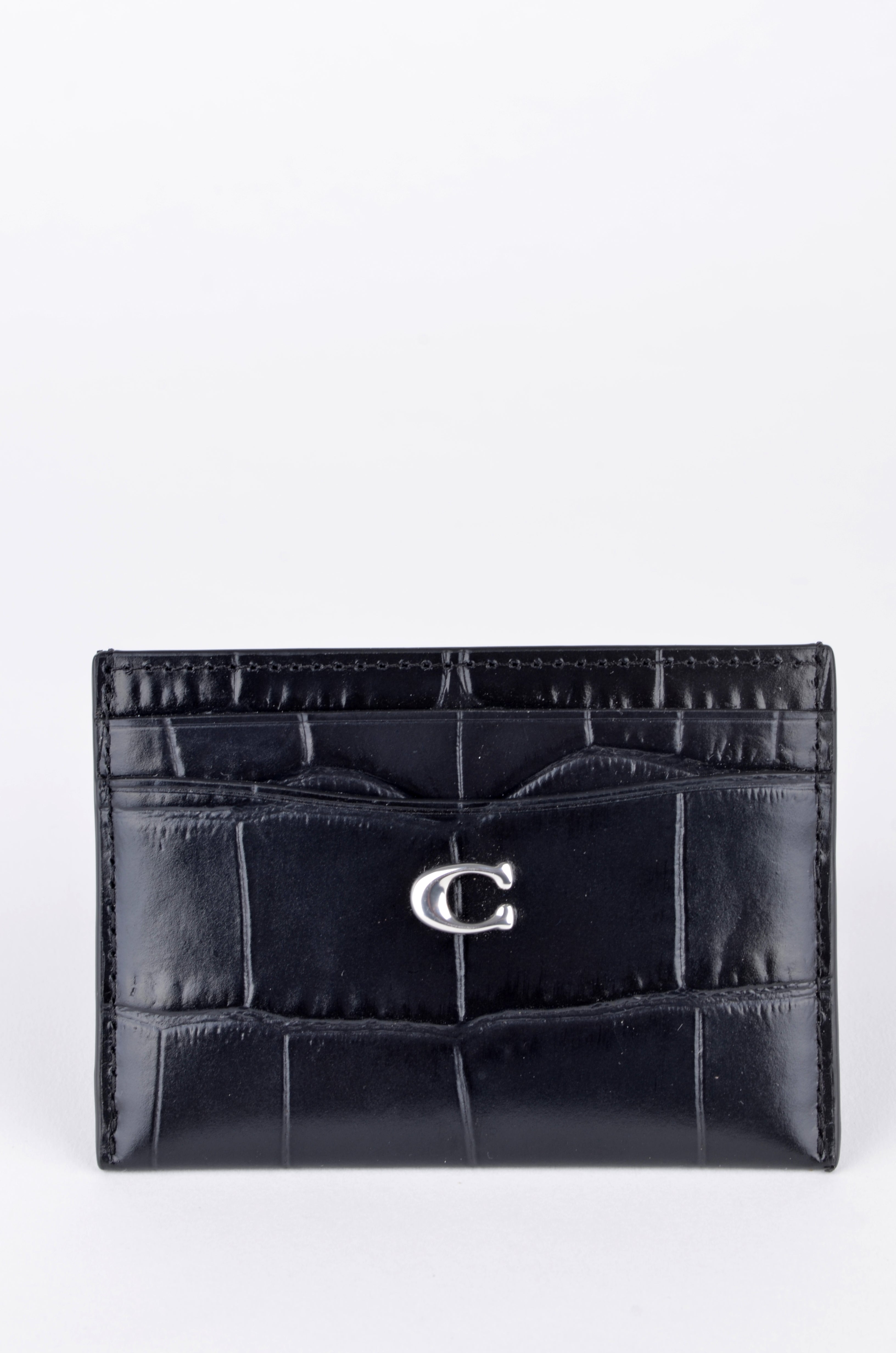 Tarjetero Coach Negro con Acabado Croco