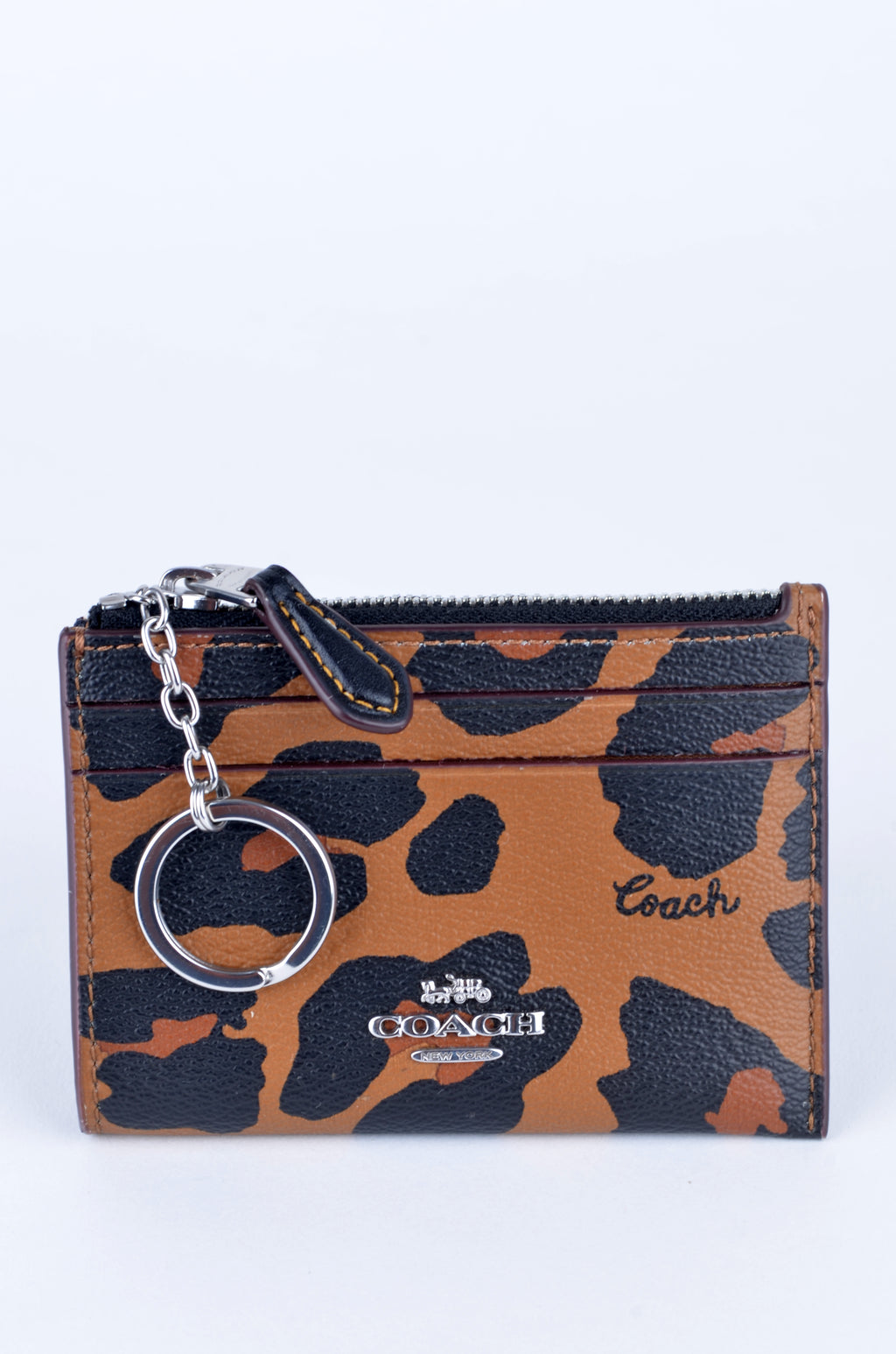 Tarjetero Coach Animal Print con Llavero e Identificación
