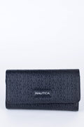Cartera Nautica Larga Negra con Monograma