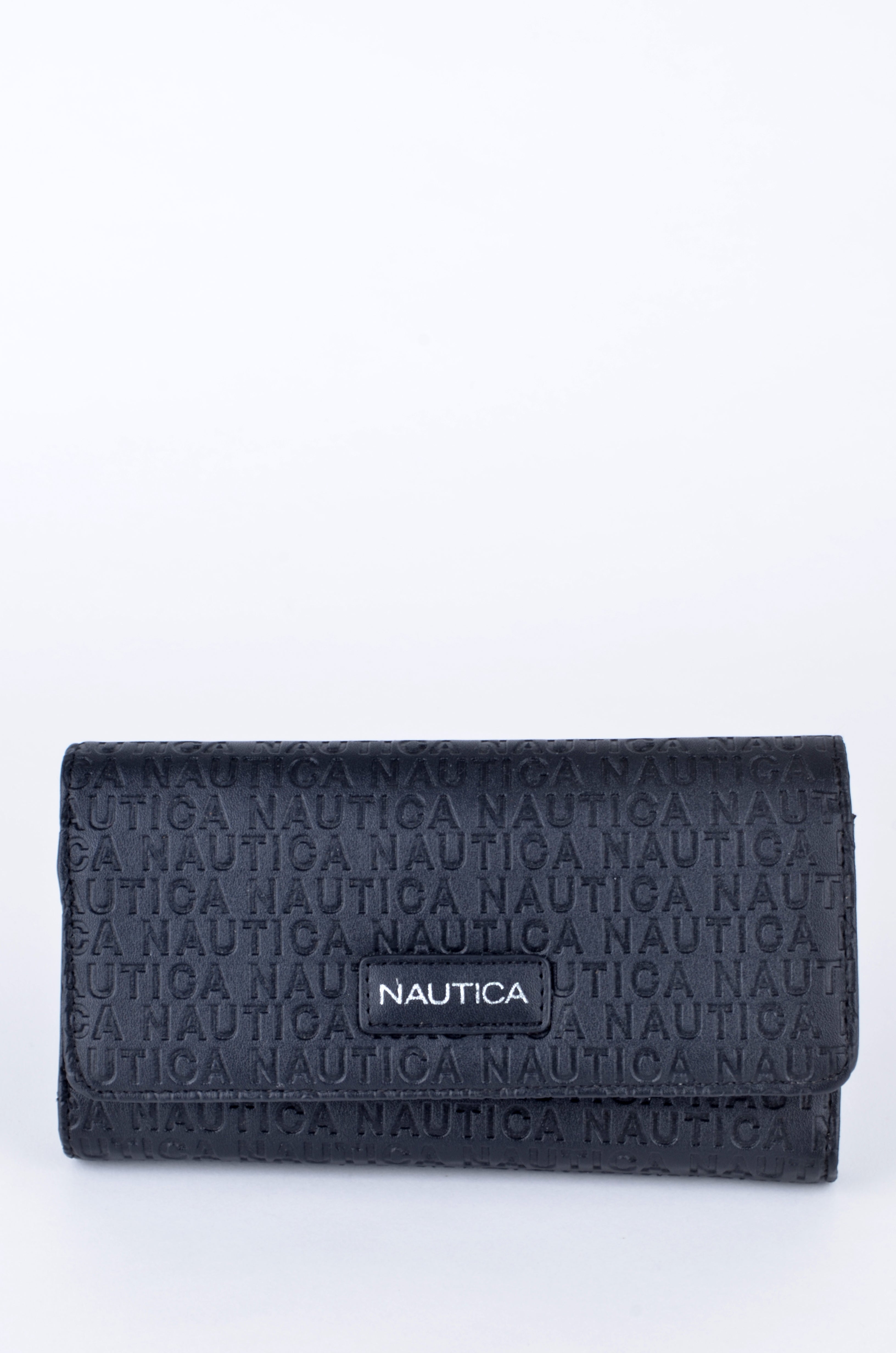 Cartera Nautica Larga Negra con Monograma