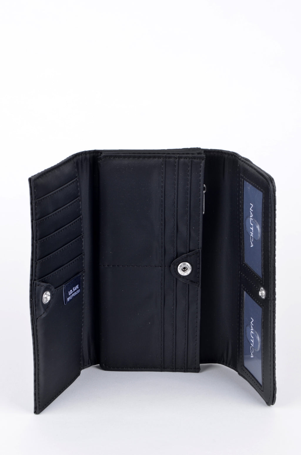 Cartera Nautica Larga Negra con Monograma