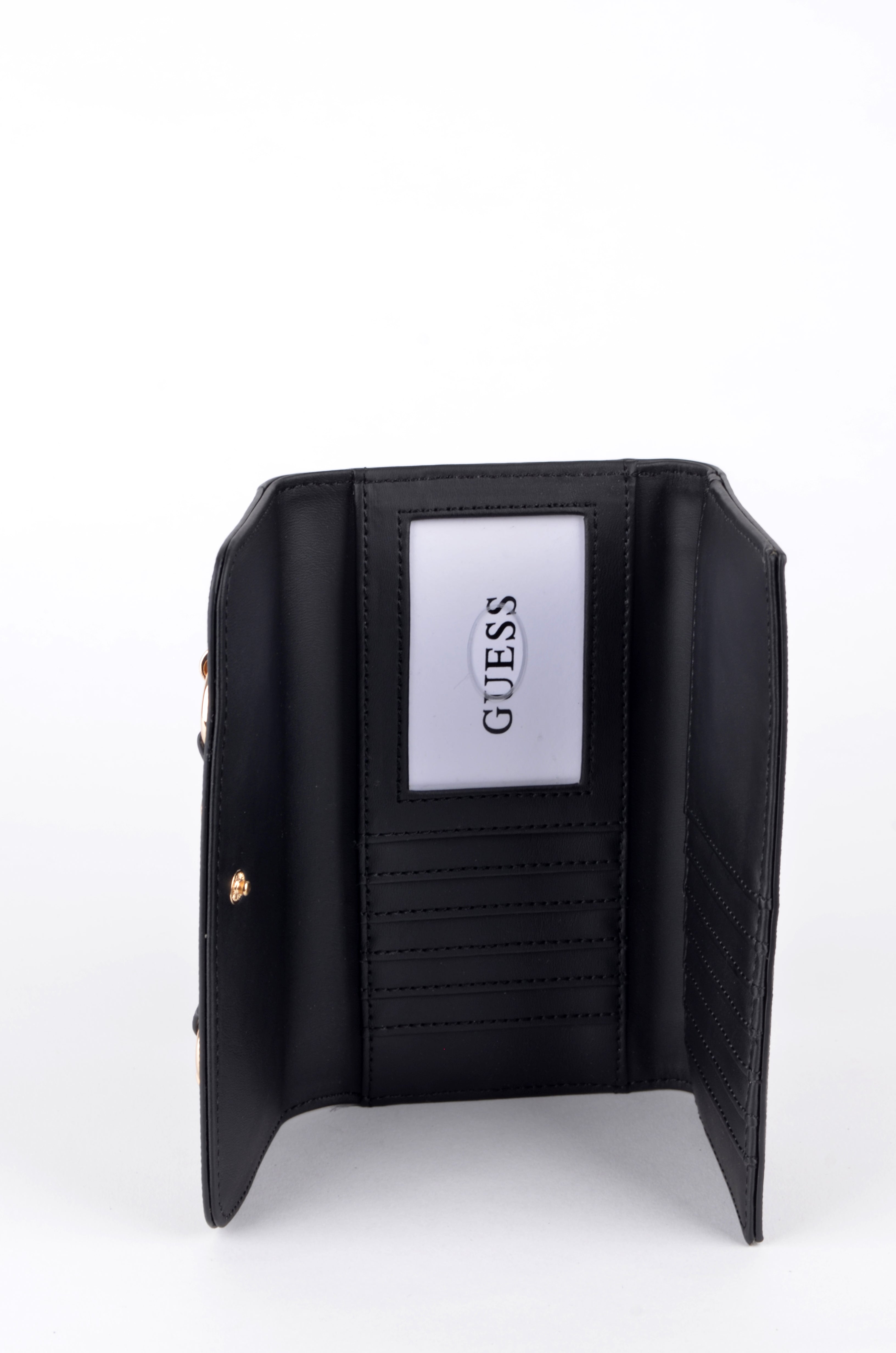 Cartera Guess Larga Gris Monograma con Herraje Dorado