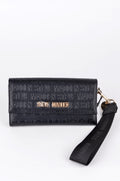 Cartera Steve Madden Larga Negra con Estampado Tipográfico