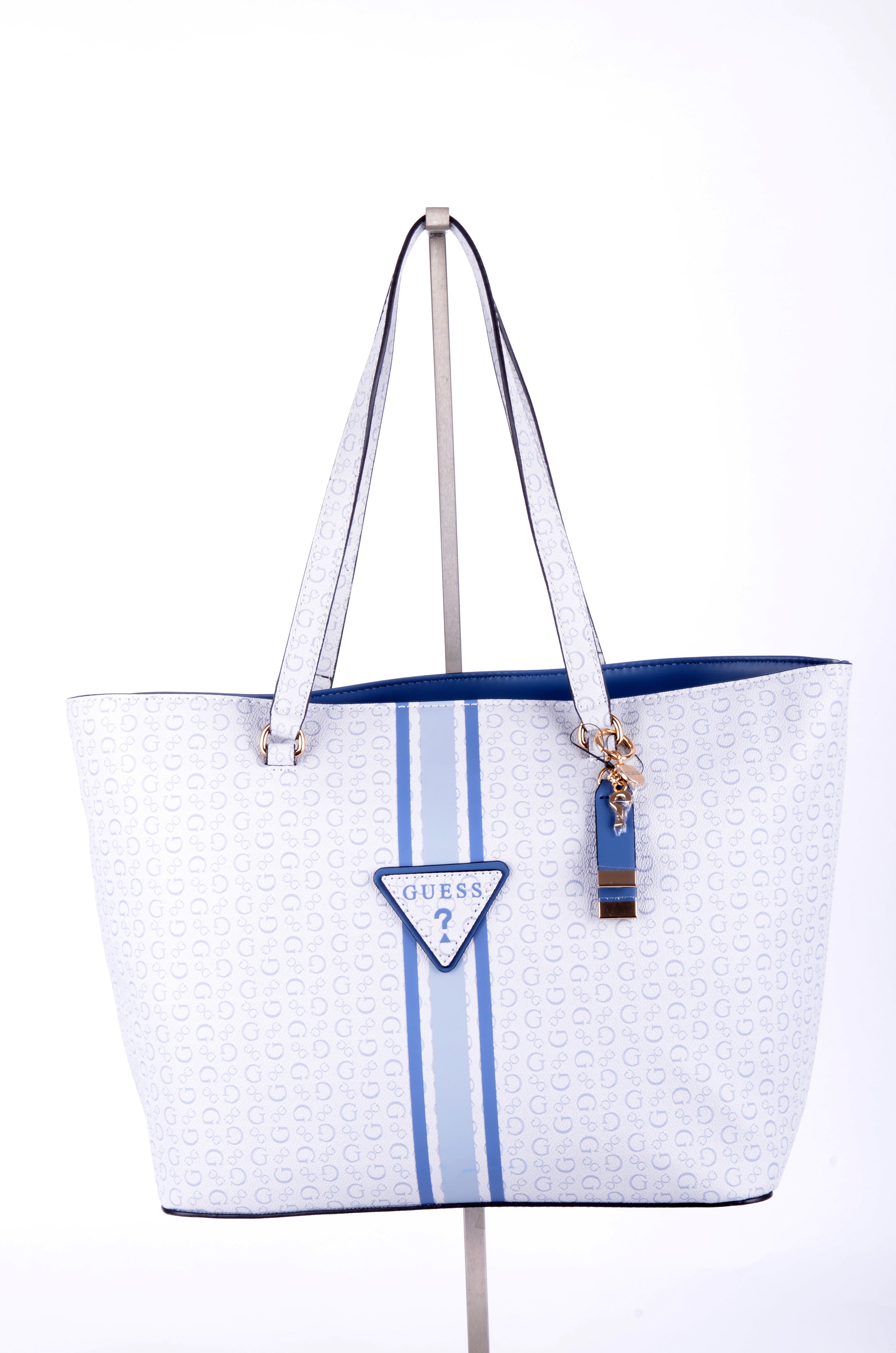 Tote Guess Blanca y Azul Monograma