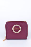 Cartera Guess Compacta Vino con Emblema Circular