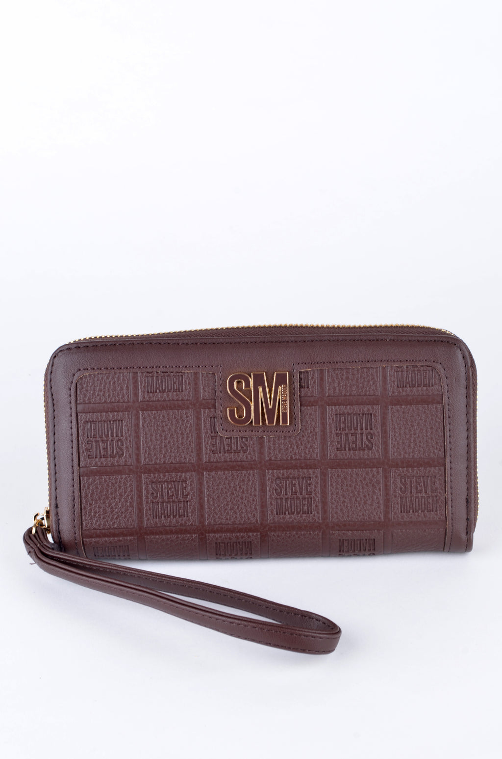 Cartera Steve Madden Larga Café con Textura Geométrica