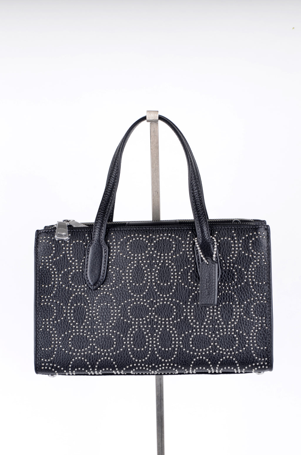Bolsa Coach Tote Negra Signature con Microperforaciones
