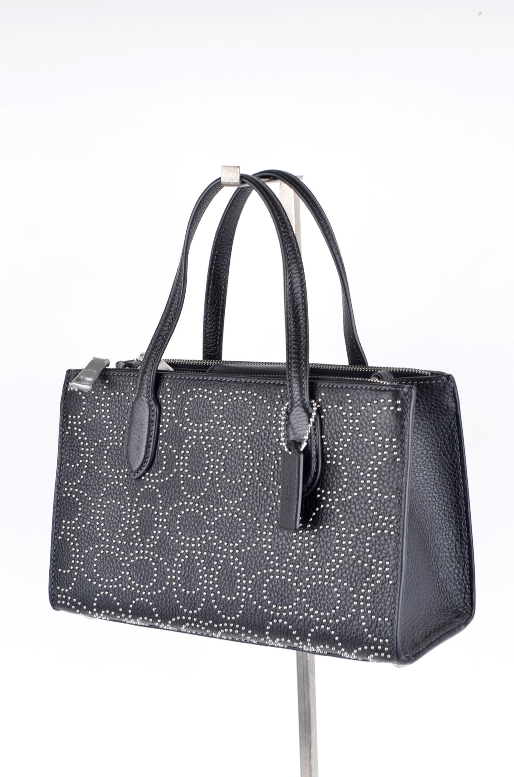 Bolsa Coach Tote Negra Signature con Microperforaciones