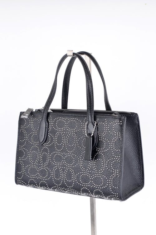 Bolsa Coach Tote Negra Signature con Microperforaciones
