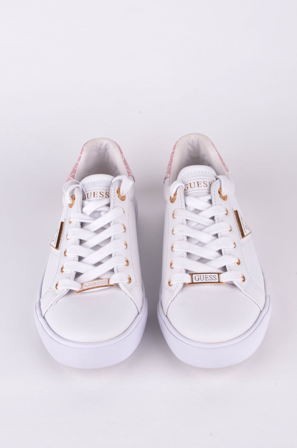 Tenis Guess Blancos con Talón Rosa