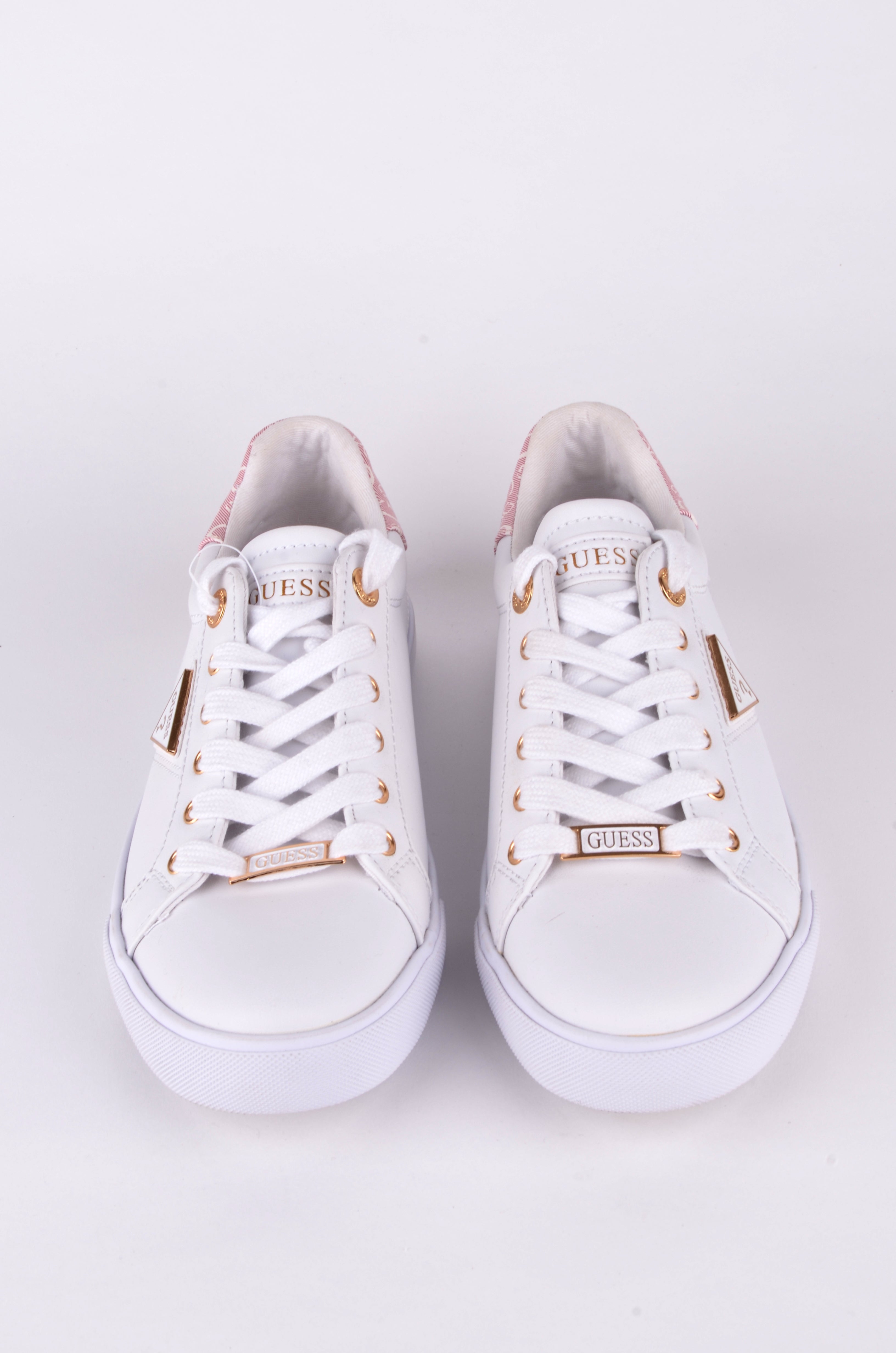 Tenis Guess Blancos con Talón Rosa