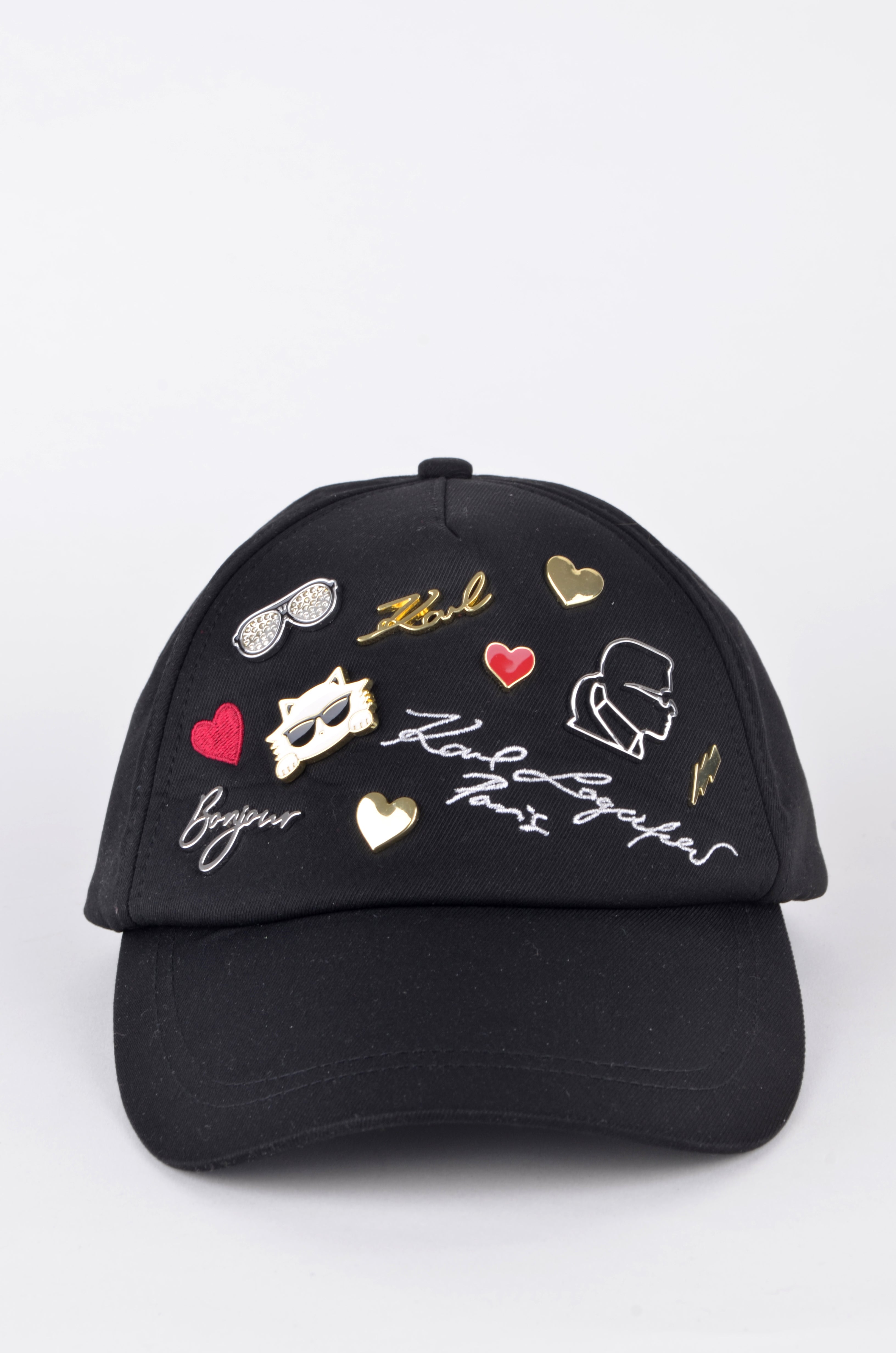 Gorra Karl Lagerfeld Negra con Pines Ikonik