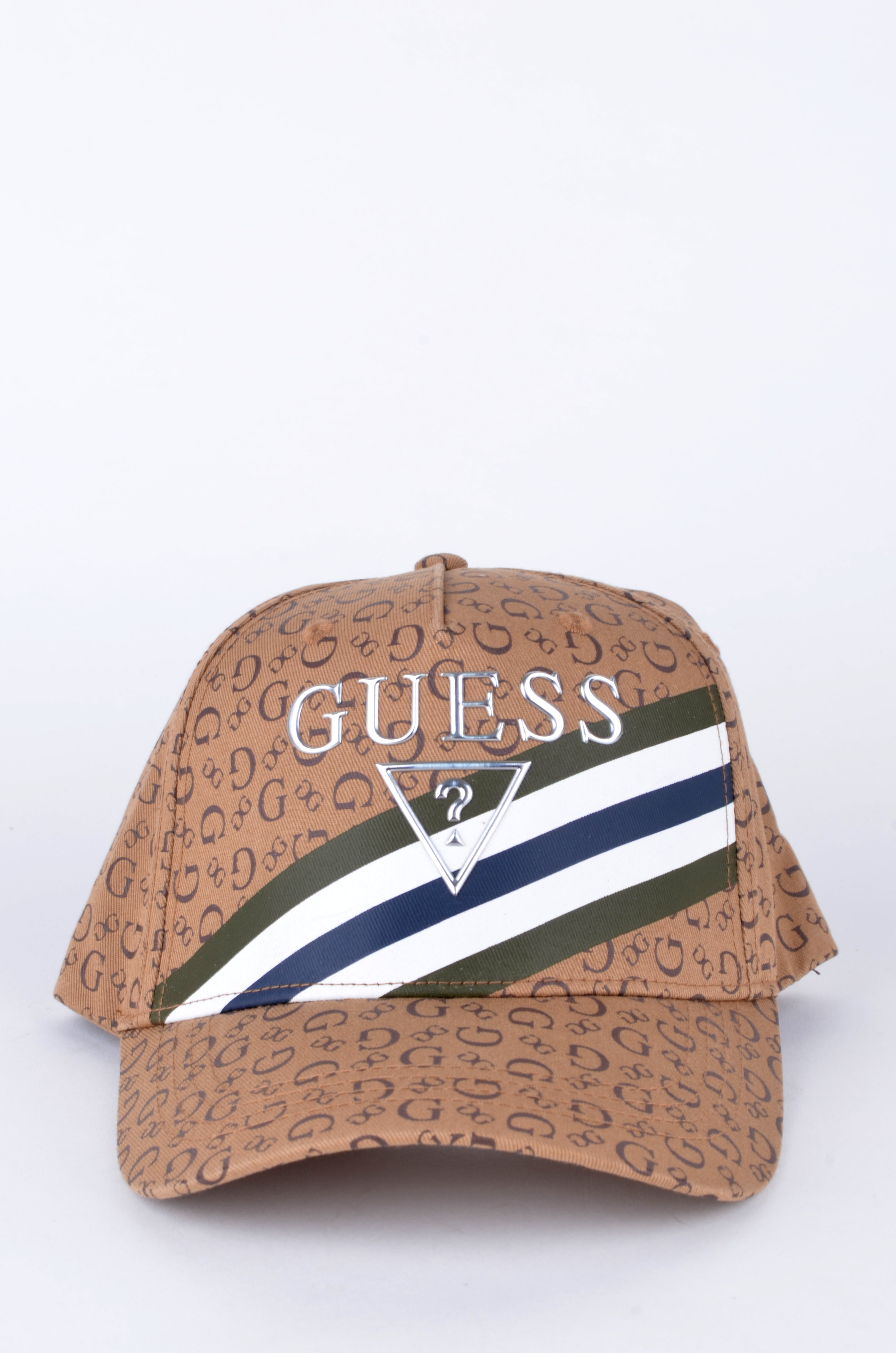Gorra Guess Café Monograma con Franjas