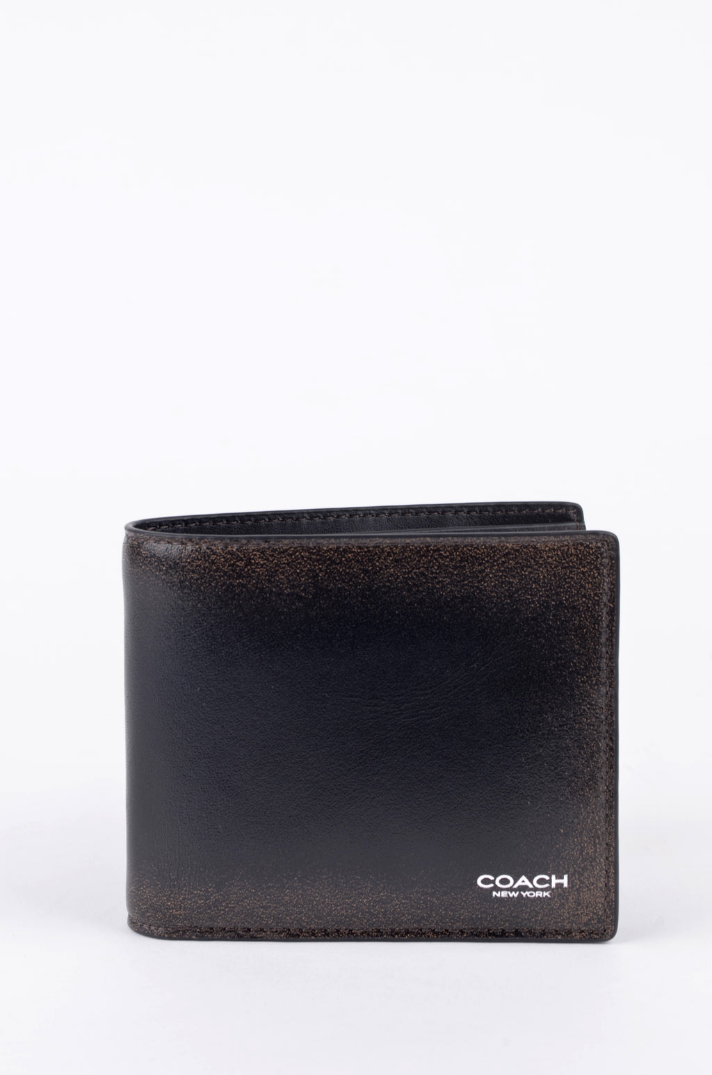 Cartera Coach Negra de Piel con Acabado Desgastado