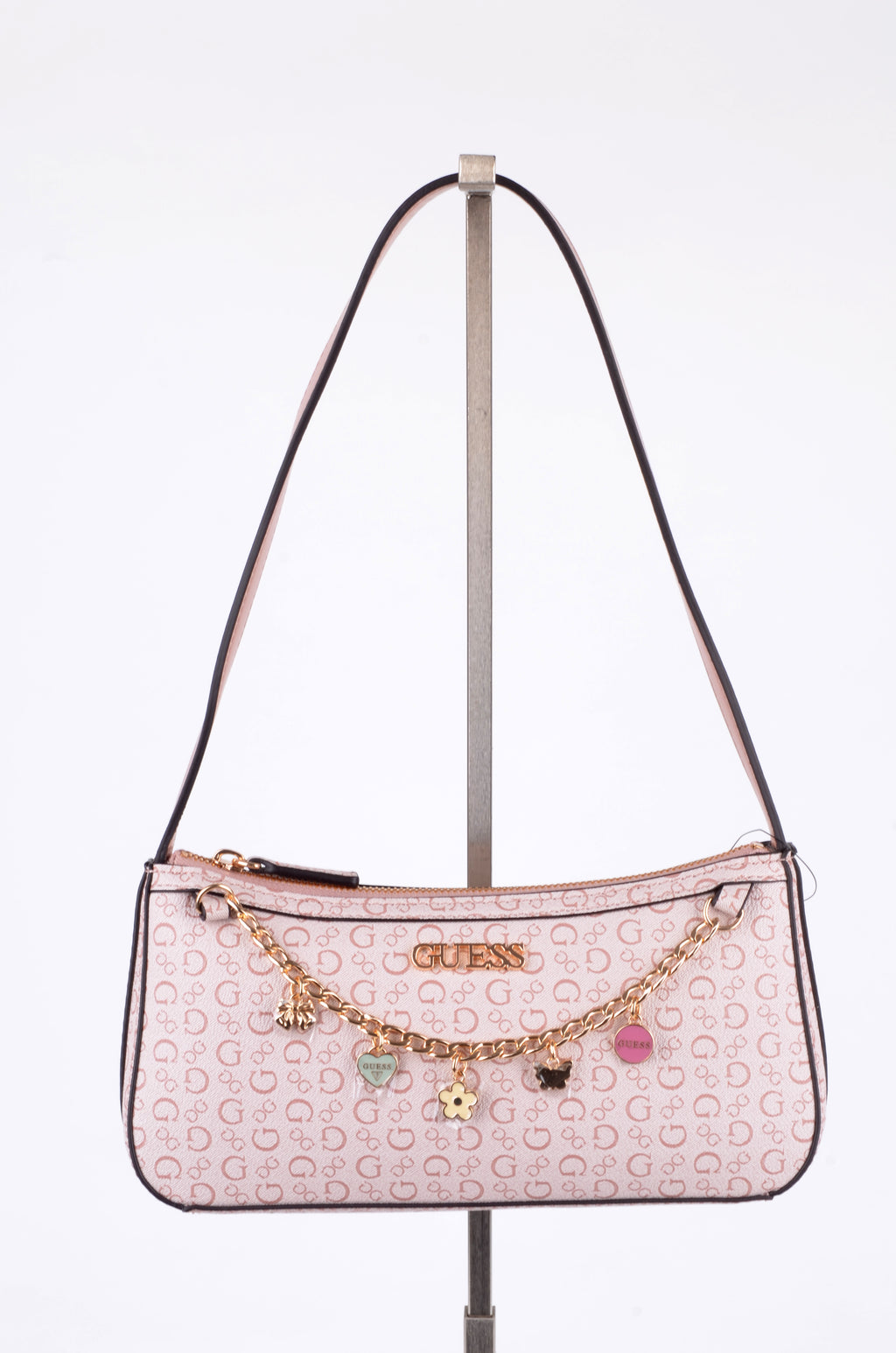 Bolsa de Hombro Guess Monograma Latte con Cadena de Charms