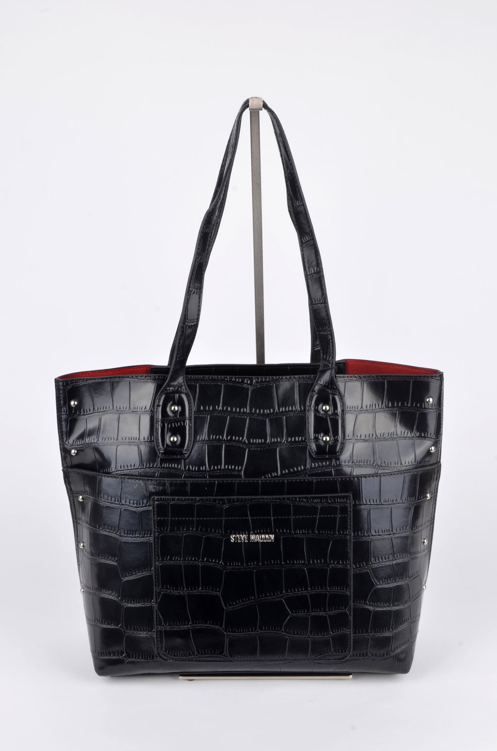 Bolsa Steve Madden Tote Negra Acabado Croco