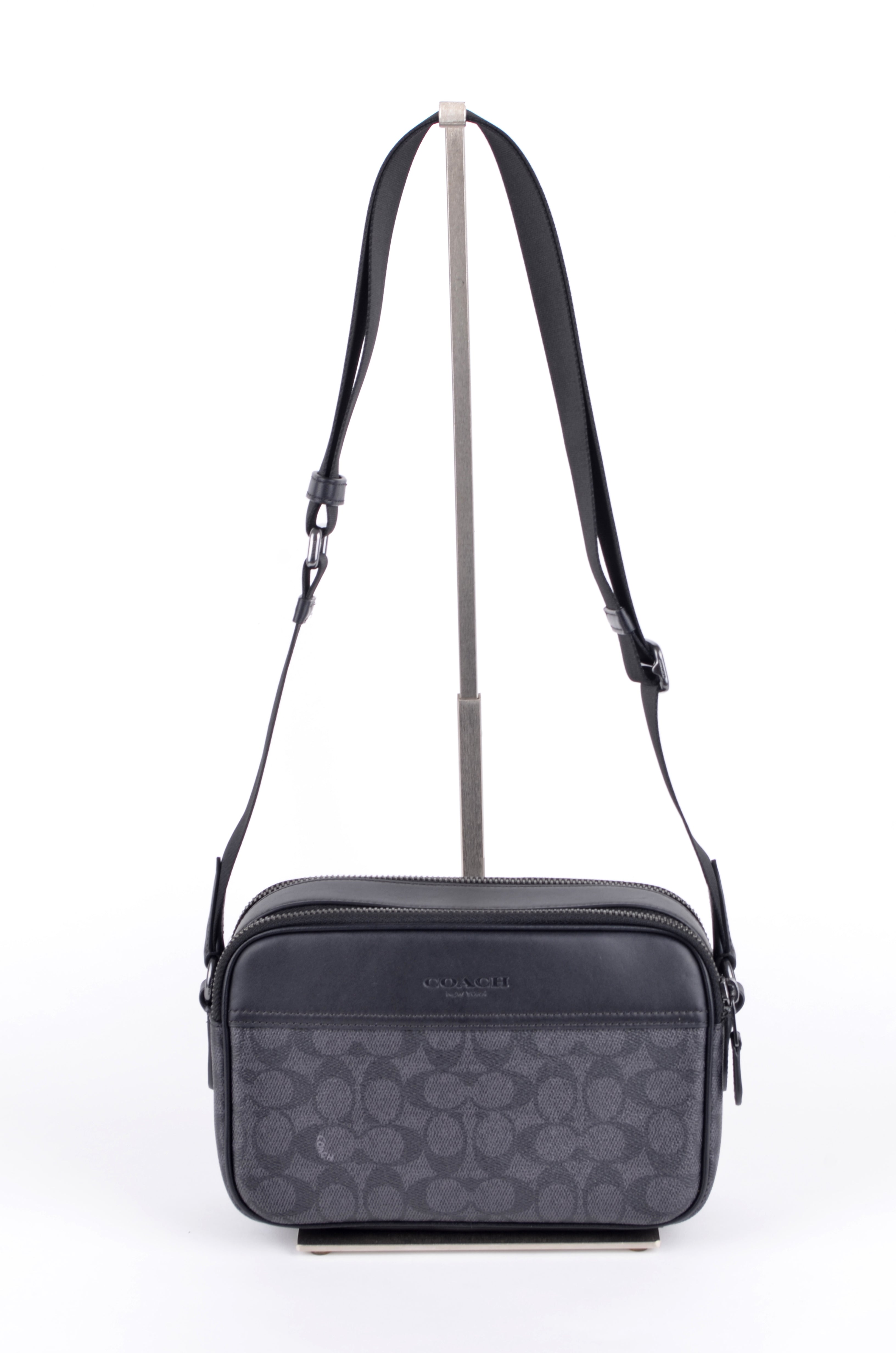 Crossbody Coach Negra Signature de Doble Cremallera