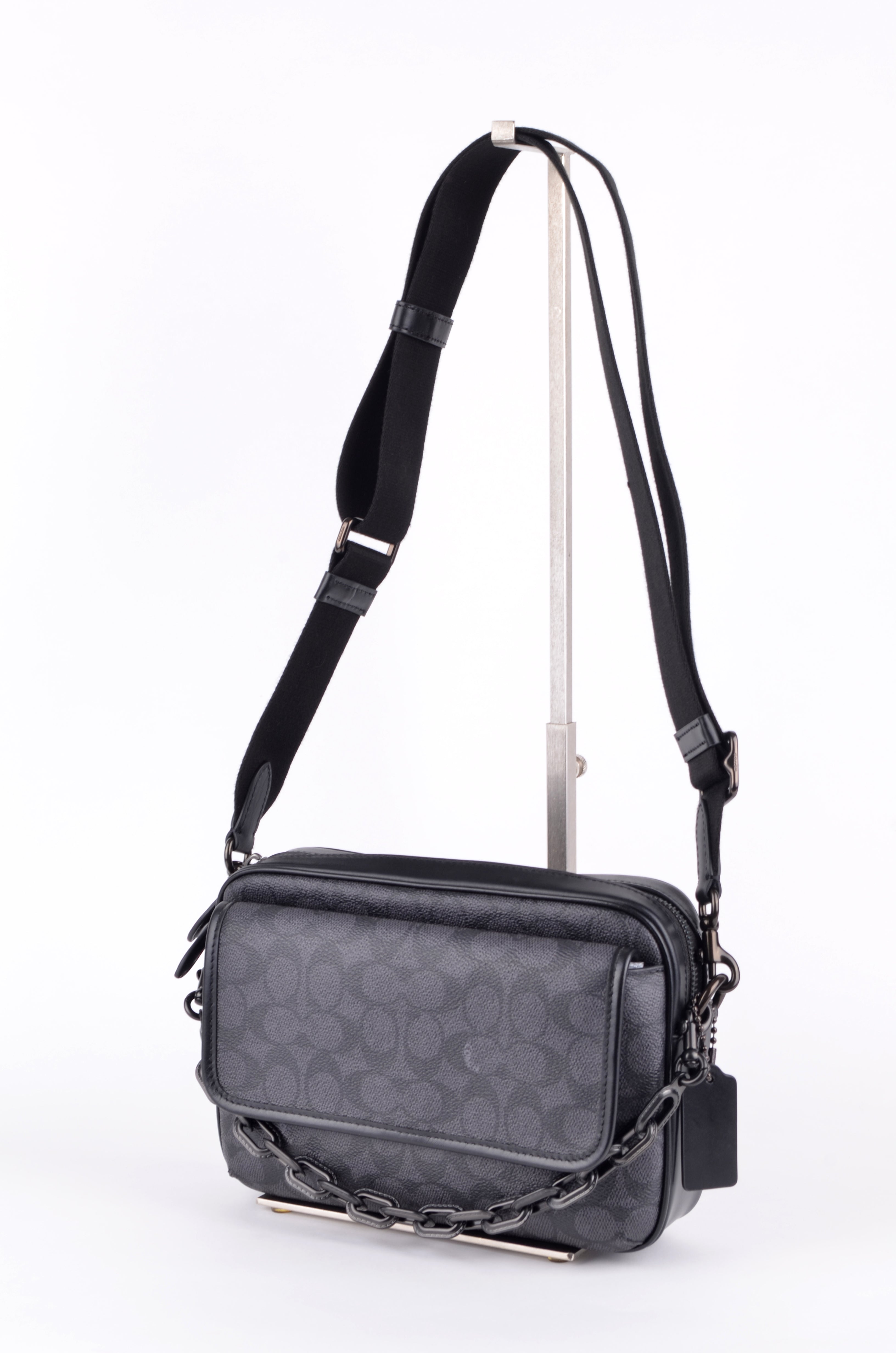Crossbody Coach Negra Signature de Doble Cremallera